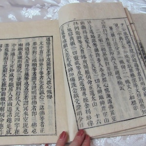 6 pagine da un antico libro giapponese asiatico 7,5" x 10,5" // Calligrafia su carta naturale con blocchi di legno *spedizione gratuita con tariffa postale*