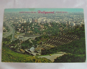 Vintage Hollywood CA Jumbo Oversize Post Card Souvenir 1960s UNUSED 6" x 9" - Greetings From Hollywood Mid Century