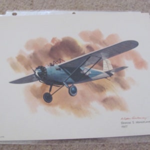 Plakat z nadrukiem linii lotniczych United Airlines – Breese 5 Monoplane 1927 – Galloway Litho Litografia