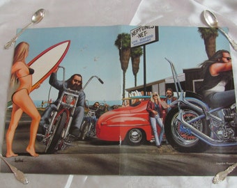 David Mann Art Centerfold // Easyriders Magazine Biker Motorcycle Lifestyle Circa 1970's - 1980's