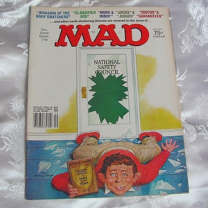 Vintage MAD Magazine September 1979 #209 // Safety Council 1970&#39;s 1980&#39;s Comedy Cartoon Comic // Many others to choose from in my shop