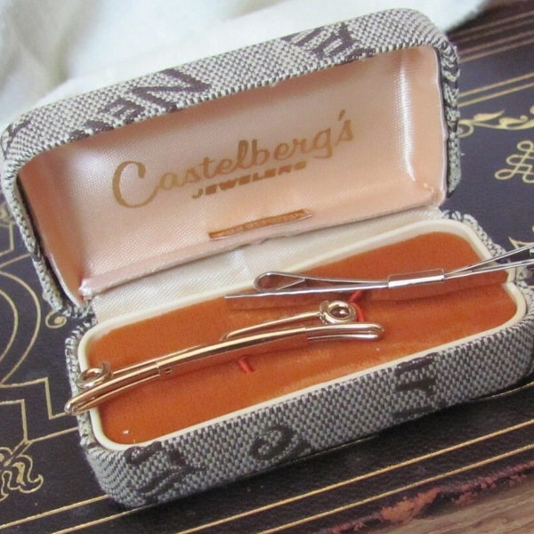 2 Collar Bars Clips Silver and Gold - Boxed Castelberg's Jewelers - Mens Accessories Gift for Dad