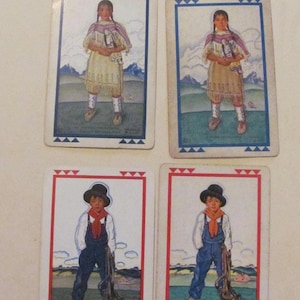 4 carte Winold Reiss - Carte da gioco per treni ferroviari nativi americani e ragazzi // Scambio singolo *Spedizione gratuita con tariffa postale*