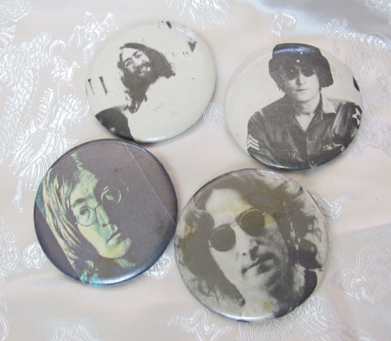 John Lennon - Lot of 4 Pin Back Buttons Lapel Pin… - image 1