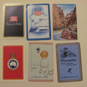 Lotto di 6 carte da gioco vintage souvenir ferroviarie ferroviarie // Single Swap Individual Mid Century Assorted *Spedizione gratuita con tariffa postale*