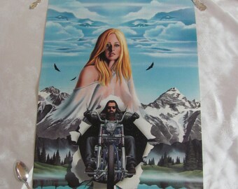 David Mann Art Centerfold // Easyriders Magazine Biker Motorcycle Lifestyle Circa 1970's - 1980's