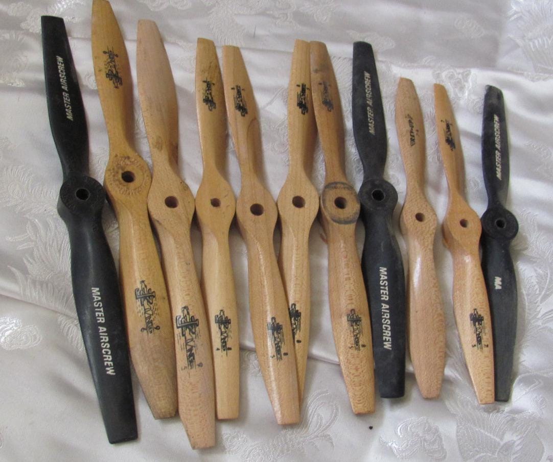 Model Plane Propeller Lot of 11 Vintage Wood Model Airplane Propellers Assorted 6-9