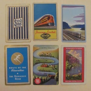 Lotto di 6 carte da gioco vintage souvenir ferroviarie ferroviarie // Single Swap Individual Mid Century Assorted *Spedizione gratuita con tariffa postale*