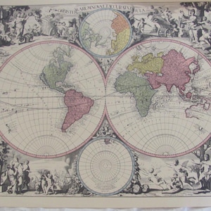Stara kartograficzna mapa historyczna // 15" x 17" do oprawienia na ścianie, plakat z mapami // Inne do wyboru w moim sklepie MAPA ŚWIATA GLOBE