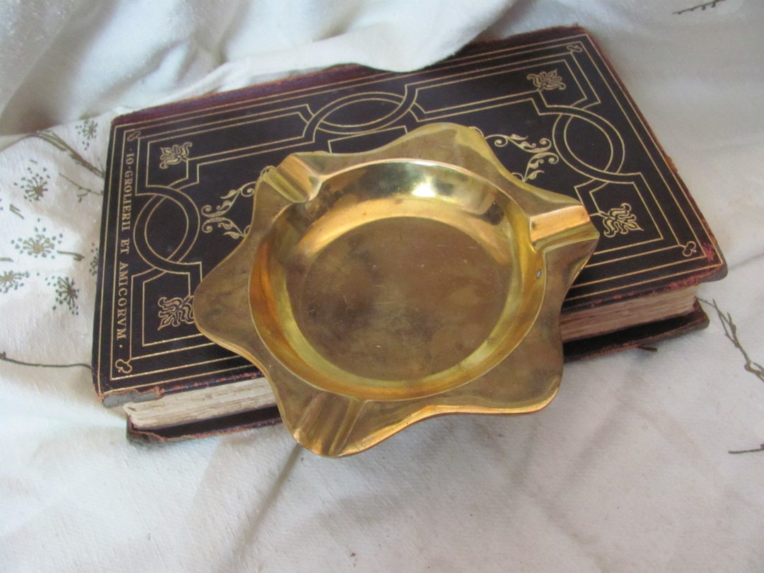 Vintage Shiny Gold Brass Ashtray Heavy Well Made 6 Etsy