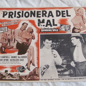 Vintage Spaans-Mexicaanse filmlobbykaartposter - Prisionera del Mal - Prisioner of Evil//originele filmposters theater theater bioscoop
