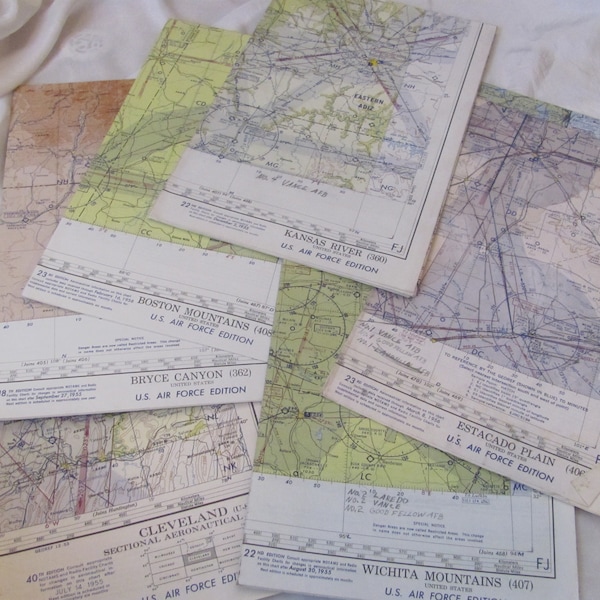 Vintage luchtvaart luchtvaartpiloot's sectionele luchtvaartgrafiek vluchtschema kaart poster FAA - 1947 - veel om uit te kiezen!!!