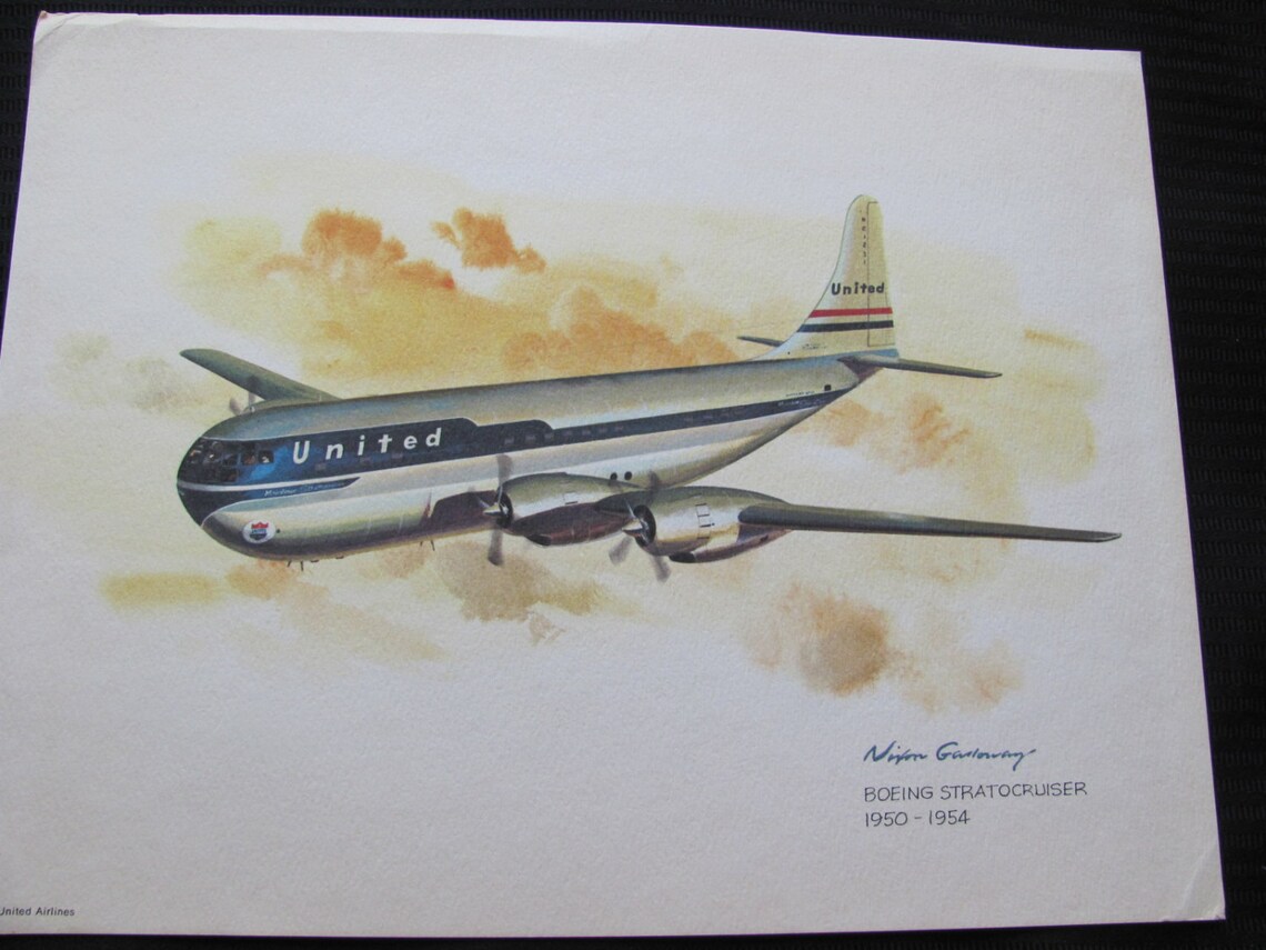 Vintage United Airlines Print Poster Boeing Stratocruiser Etsy