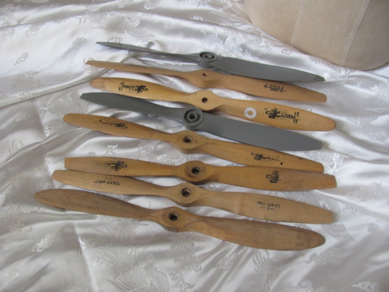 Model Plane Propeller Lot of 8 Vintage Wood Model Airplane Propellers Assorted 12