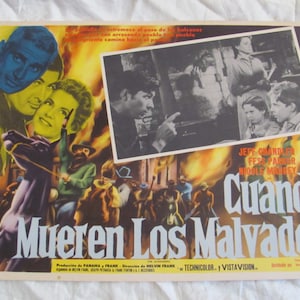Vintage Spaans-Mexicaanse filmlobbykaartposter - Cuando Mueren Los Malvados - The Jayhawkers//originele theater/bioscoopposters