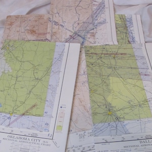 Vintage Aviation Aeronautical Pilot&#39;s Sectional Flight Aeronautical Chart Map Poster FAA - Circa 1947 - Many to Choose From!!!