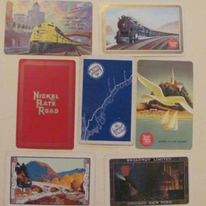 Set von 7 Vintage Souvenir Eisenbahn Eisenbahn Spielkarten // Single Tausch individuell Mid Century Assorted * Kostenloser Briefkurs Versand *