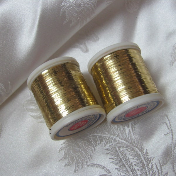 Ackermann Germany 2 Small Spools of Lure Tying Mylar Gold Tinsel Thread Fishing Gear Fly Tie // 200 meters each 200+ yards