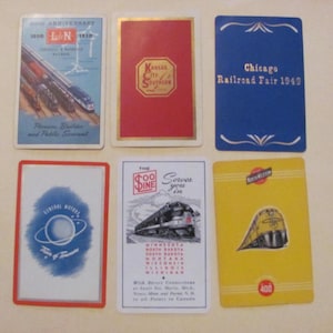 Set von 6 Vintage Souvenir Eisenbahn Eisenbahn Spielkarten // Single Tausch Individuell Mid Century Assorted * Kostenloser Versand in Briefraten *