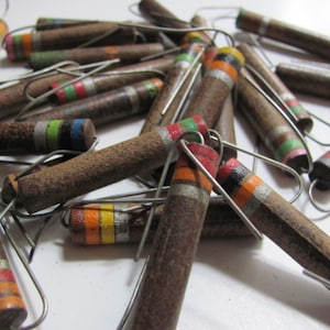 Lot of 10 Large Antique Carbon Resistors Circa 1920s Radio Audio Steampunk Jewlery - More Available!