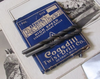 Vintage Black Panther-hogesnelheidsboren Rechte schacht Cogsdill-spiraalboor, maat "L" een dozijn 12 stuks