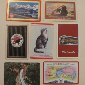 Set von 7 Vintage Souvenir Eisenbahn Eisenbahn Spielkarten // Single Tausch individuell Mid Century Assorted * Kostenloser Briefkurs Versand *