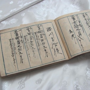4 pagine da un antico libro mastro giapponese asiatico 5" x 7" // Carta di gelso Washi Scrittura a mano Calligrafia *Spedizione gratuita con tariffa postale