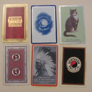 Set von 6 Vintage Souvenir Eisenbahn Eisenbahn Spielkarten // Single Tausch Individuell Mid Century Assorted * Kostenloser Versand in Briefraten *