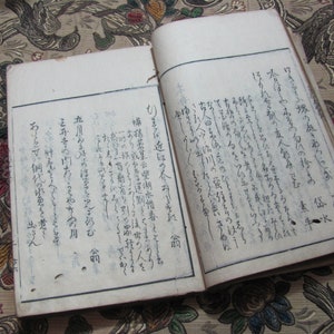Sei 6 pagine da un libro asiatico giapponese di inizio secolo 6,5" x 9" // Carta naturale Scrittura calligrafica su blocchi di legno *spedizione gratuita con tariffa postale*