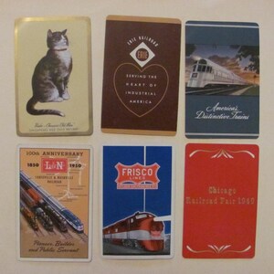 Lotto di 6 carte da gioco vintage souvenir ferroviarie ferroviarie // Single Swap Individual Mid Century Assorted *Spedizione gratuita con tariffa postale*