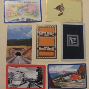 Set von 7 Vintage Souvenir Eisenbahn Eisenbahn Spielkarten // Single Tausch individuell Mid Century Assorted * Kostenloser Briefkurs Versand *