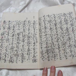 WHOLE BOOK Printed Japanese Asian Book 6" x 9"  16cm x 23cm // Antique Ledger Rice Paper Handwritten Wood Block Script Calligraphy