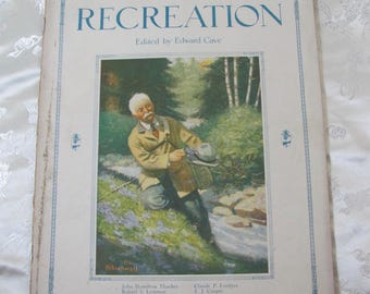 Recreation Magazine // May 1916 - Vintage Fishing Camping Hunting Harley Davidson Advertisement // Rockwell Sportsman Early Century