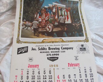 1968 Vintage Schlitz Brewing Co. Circus Parade Calendar Poster - 16" x 24" Your choice month - Many more to choose from