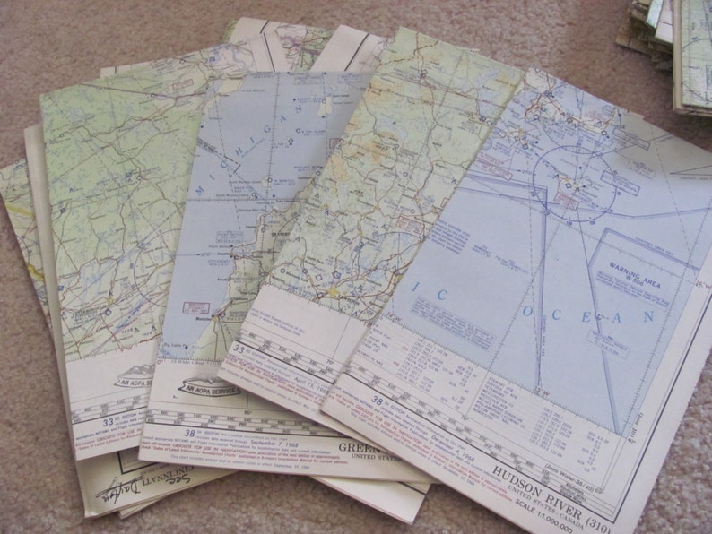 Many to Choose From!!! Vintage Aviation Pilot's Sectional Flight Plan