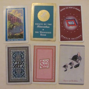 Lotto di 6 carte da gioco vintage souvenir ferroviarie ferroviarie // Single Swap Individual Mid Century Assorted *Spedizione gratuita con tariffa postale*