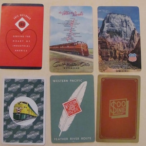 Lotto di 6 carte da gioco vintage souvenir ferroviarie ferroviarie // Single Swap Individual Mid Century Assorted *Spedizione gratuita con tariffa postale*