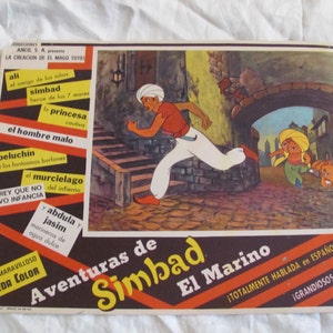 Vintage Spaanse Mexicaanse filmlobbykaartposter - Simbad - Sinbad Cartoon//Originbal Movies Collectibles Theater bioscoopposters wordt afgedrukt
