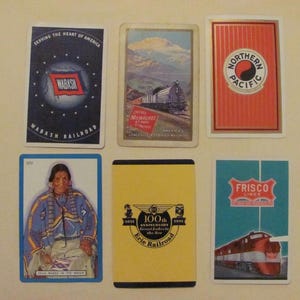 Lotto di 6 carte da gioco vintage souvenir ferroviarie ferroviarie // Single Swap Individual Mid Century Assorted *Spedizione gratuita con tariffa postale*