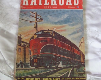 Railroad Magazine // Vintage Train Magazine July 1954 // Steam Engines Locomotive Advertisements Articles Photographs Early