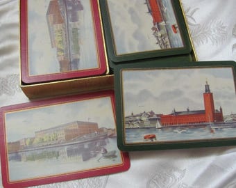 Vintage Spelkort Obergs 1956 Stockholm Playing Cards 2 Decks Double Set in Box Complete Unique Rare // Many more card decks in my shop