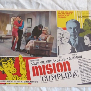 Originele Spaans-Mexicaanse filmlobbykaartposter - Mision Cumplida - Mission Accomplished / / Vintage Movies Theatre Cinema Print