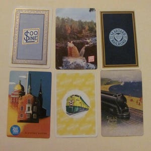 Lotto di 6 carte da gioco vintage souvenir ferroviarie ferroviarie // Single Swap Individual Mid Century Assorted *Spedizione gratuita con tariffa postale*