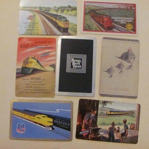 Lote de 7 cartas de baralho de trem ferroviário vintage de lembrança // Troca única individual de meados do século sortidas *Envio por carta grátis*