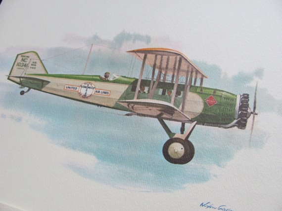 Vintage United Airlines Print Poster - Boeing 40 B-4 1929 - 1932