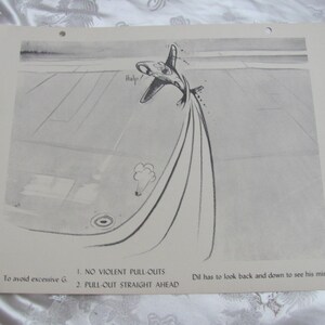 May include: Monochrome illustration of an aircraft in a manoeuvre, with the word "Halp!" above it. The image includes text that reads "To avoid excessive G" and instructions for the pilot.