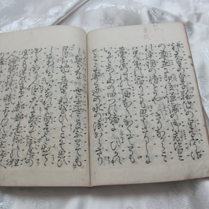 HELE BOEK Gedrukt Japans Aziatisch boek 6&quot; x 8,5&quot; 16 cm x 23 cm / antiek grootboek rijstpapier handgeschreven houtblok kalligrafie