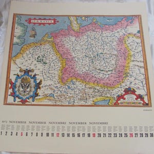 Vintage Historische Historische Karte Kalender November 1972 // 17 "x 18" Zum Einrahmen Wand Kunst Antike Karten Poster // GERMANY