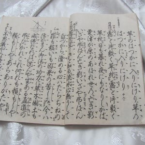 HELE BOEK Gedrukt Japans Aziatisch boek 6&quot; x 8,5&quot; 16 cm x 23 cm / antiek grootboek rijstpapier handgeschreven houtblok kalligrafie