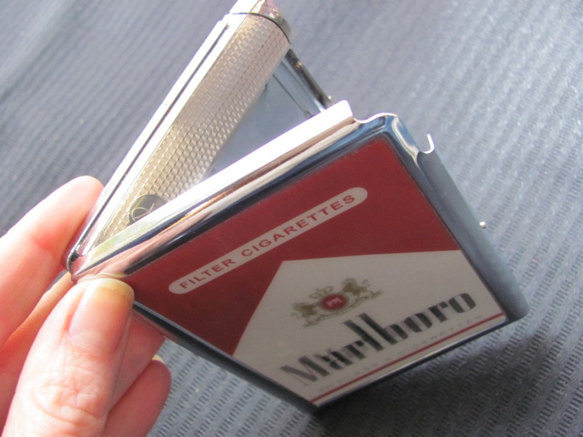Vintage Chrome Marlboro Cigarette Case and Lighter Combo Etsy